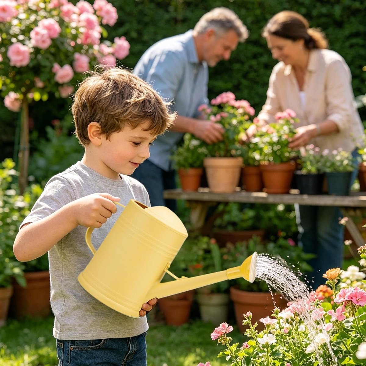 Gieter Buiten - Plantengieter Binnen - Planten Verzorgen - Verstelbaar Mondstuk - 2 Liter Capaciteit - Geel