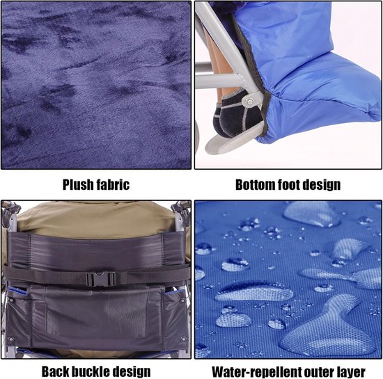 Rolstoeldeken Winter - Voetenzak Volwassenen - Warm Blijven - Waterdicht Pluche Gevoerd - Universele Pasvorm - Blauw — afbeelding 5