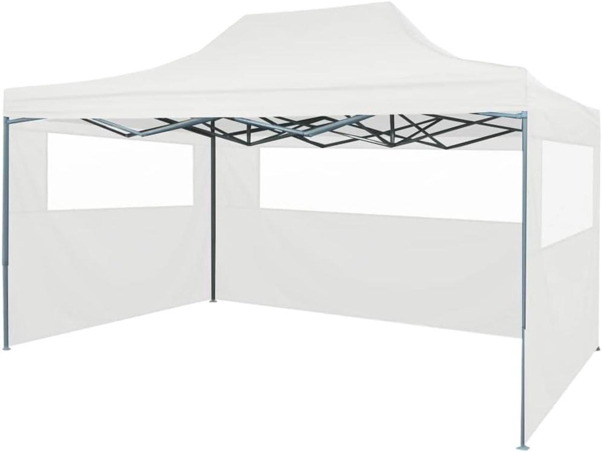 Opvouwbare Partytent - Feesttent Tuin - Buitenfeesten Organiseren - Met 3 Wanden - 3x4.5 Meter - Wit