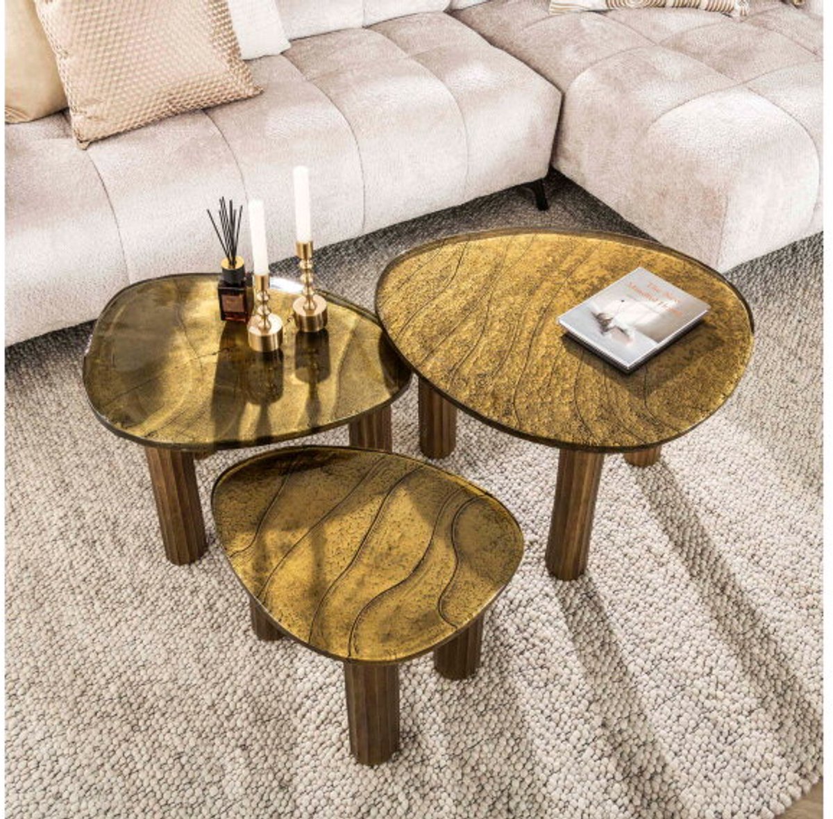 Meubelplaats Salontafel S Eclips - Goud antiek finish Naturel