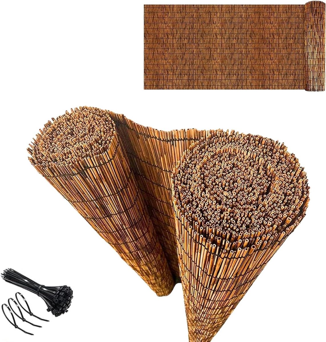 Balkonscherm Bamboe - Decoratief hekwerk - Privacy Vergroten - Natuurlijk materiaal - 14 x 79 m - Bruin