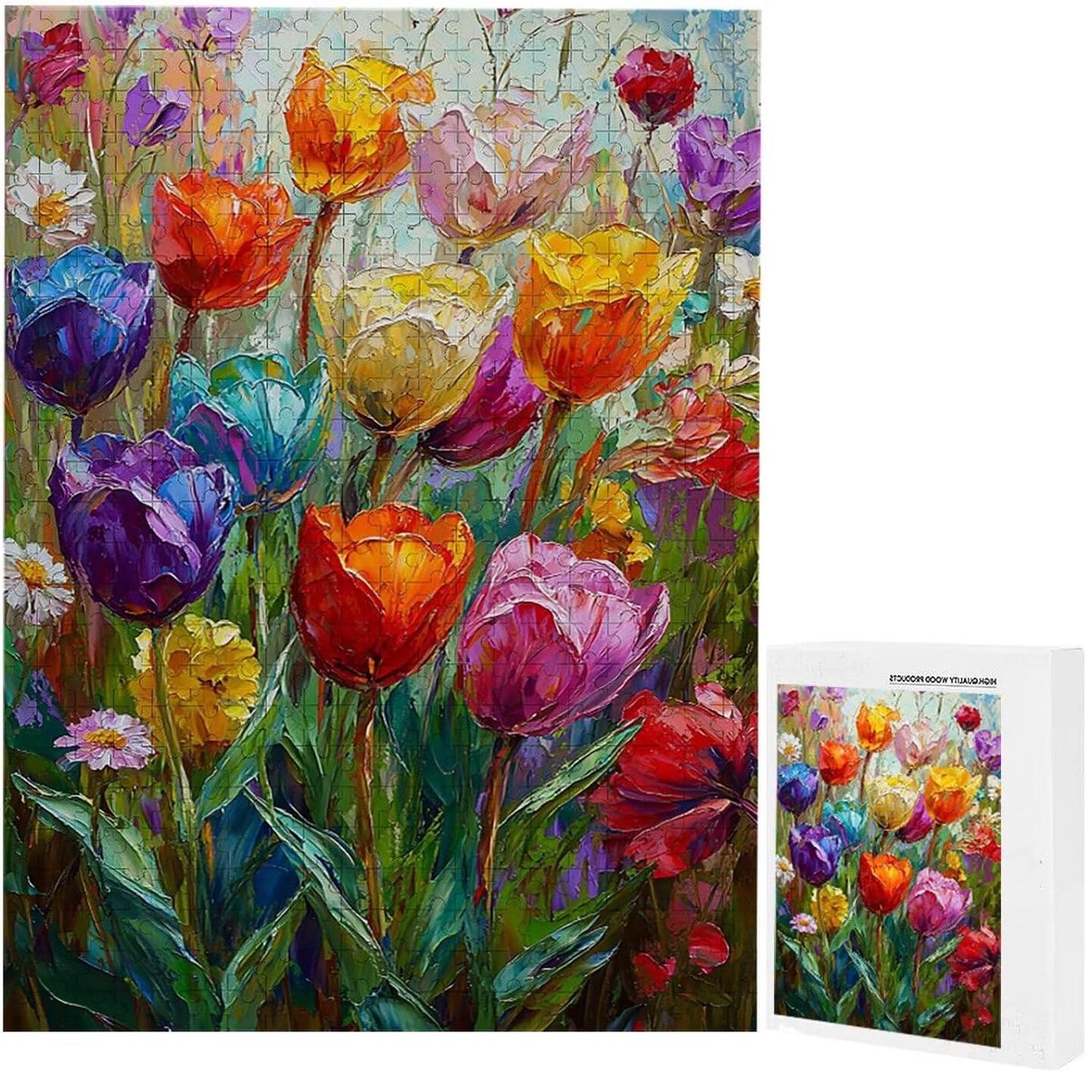 Legpuzzels Volwassenen - Kleurrijke Tulpen Puzzel - Ontspanning en Decoratie - Nauwkeurig Gesneden Stukken - 1016 x 71 cm - Multicolor