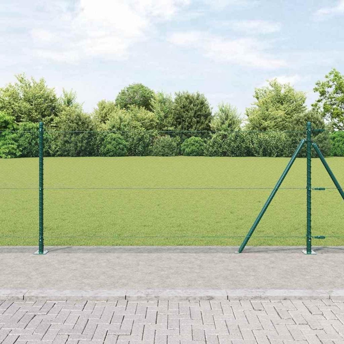 Stalen Balustrade Paal - Hekpaal Tuinpaal - Buitenhekken Plaatsen - Weerbestendige PVC-coating - 5000 cm Lengte - Groen