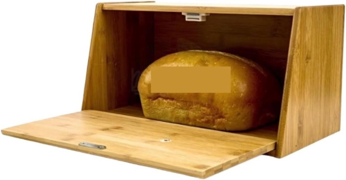Broodtrommel Houten Keuken - Brood Opslag - Brood Vers Houden - Afneembaar Deksel - 38x19.8cm - Multicolor