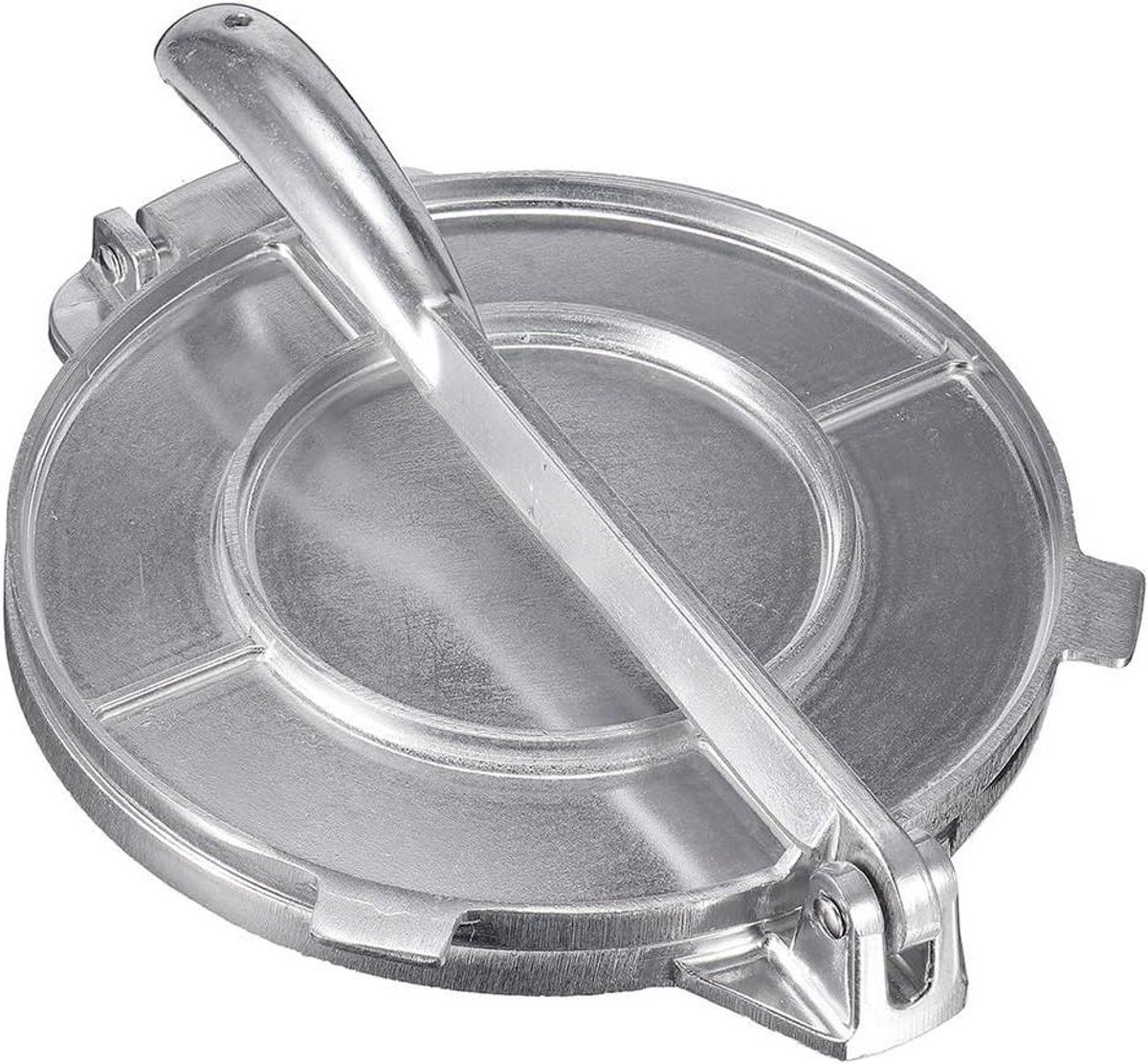 Tortilla Maker - Flatbread Pers - Zelf Tortillas Maken - Gegoten Aluminium - 20cm Doorsnede - Zilver