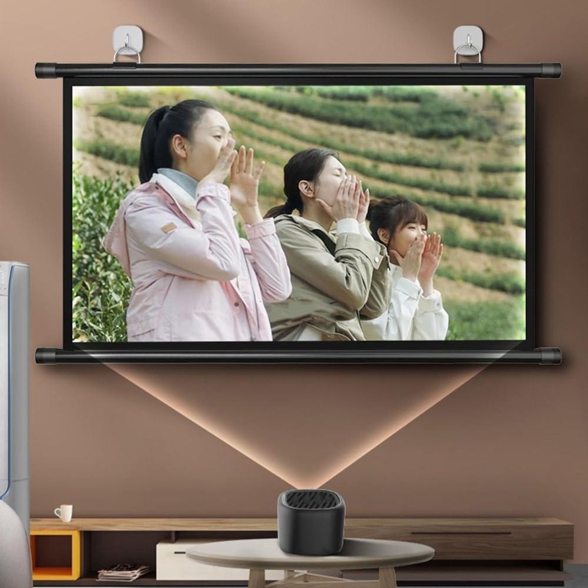 Projectiescherm Handmatig - Pull Down Scherm - Home Cinema - 4:3 en 16:9 Formaat - 50 Inch - Zwart