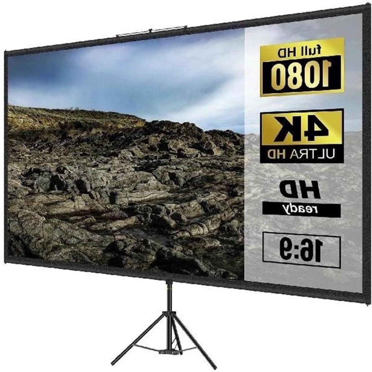 Projectorscherm met Statief - Draagbaar Filmscherm - Thuisbioscoop Creëren - Verstelbare Hoogte - 80 Inch 16:9 - Wit