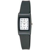 Q&Q VP33J002Y - Horloge - Sport - Analoog - Dames - Vrouwen - Plastic band - Rechthoek - Cijfers - Kunststof - Zwart - Wit