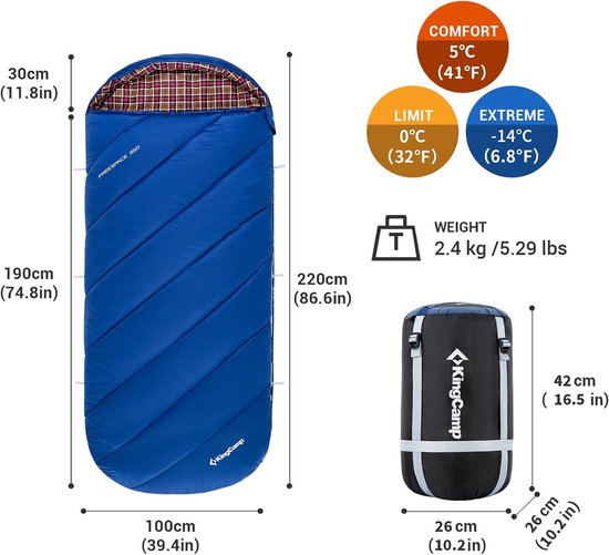 Slaapzak XL - Kampeerzak - Buiten slapen - Extra ruim - 220 x 100cm - Blauw — afbeelding 3