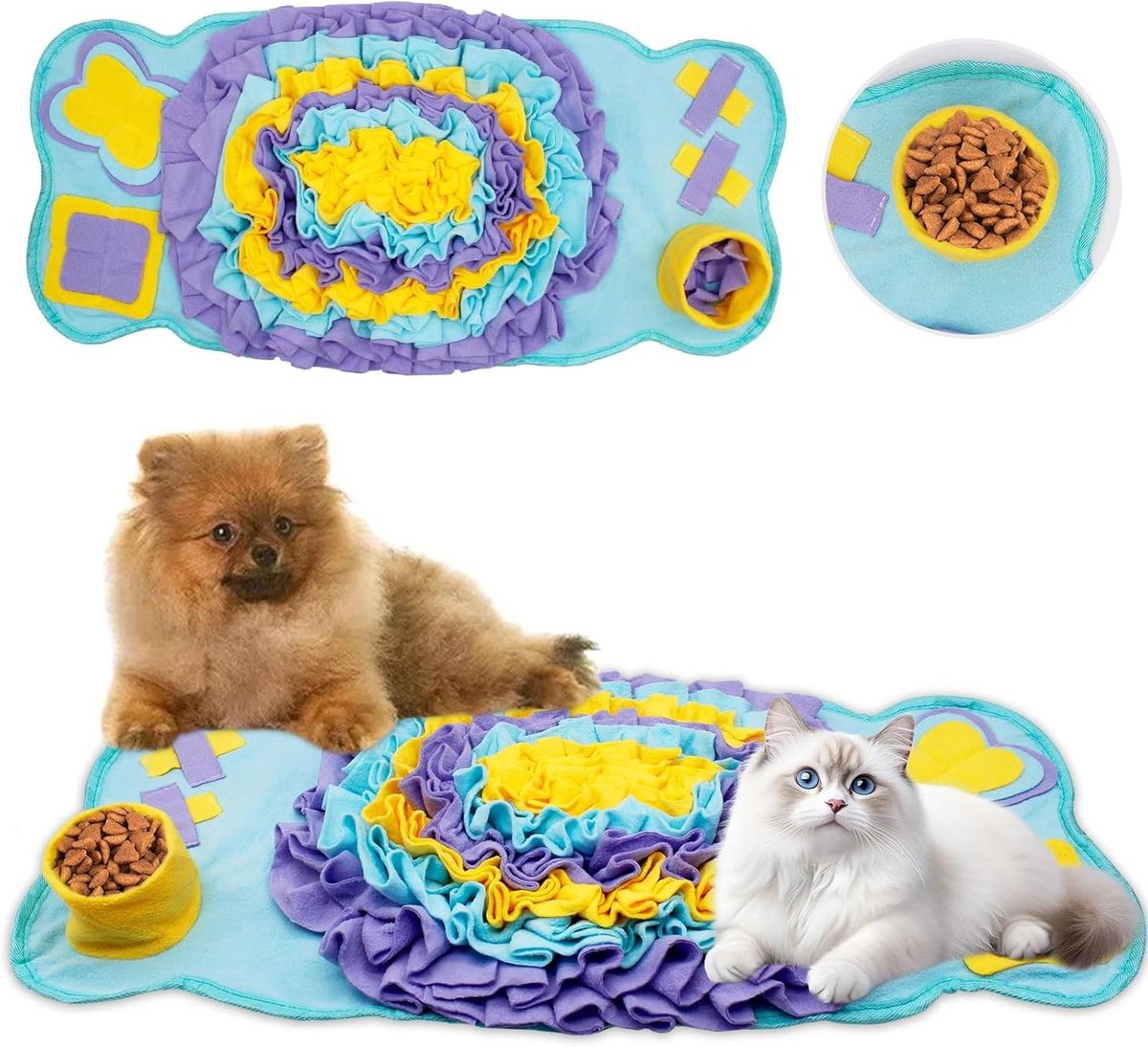 Honden Snuffelkleed - Voedingsmat Interactief - Langzaam Eten - Antislip Bodem - 73 x 33 cm - Multicolore
