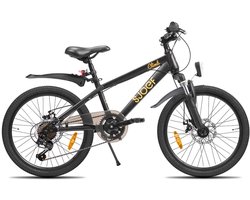 SJOEF Climb Jongensfiets 20 inch - Mountainbike Kinderfiets 6 t/m 8 Jaar - Fiets 20 inch - Spatborden - Zwart
