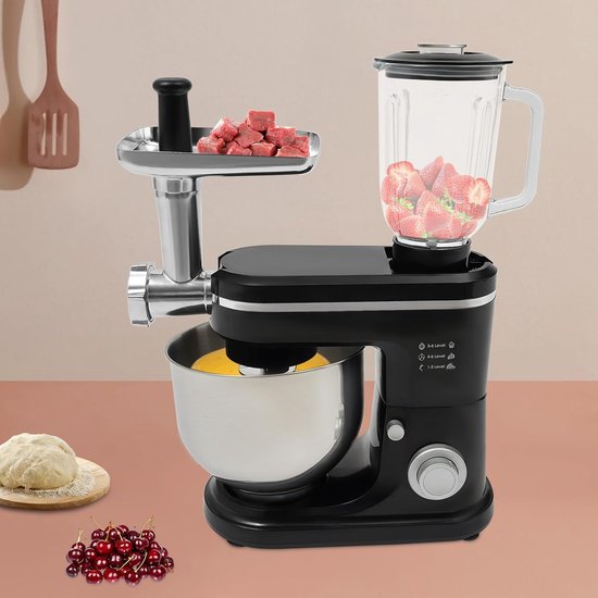Elektrische Keukenmixer - Handmixer Kom - Bakken Deeg Maken - Krachtige 1500W Motor - 6 Liter Kom - Zwart — afbeelding 4
