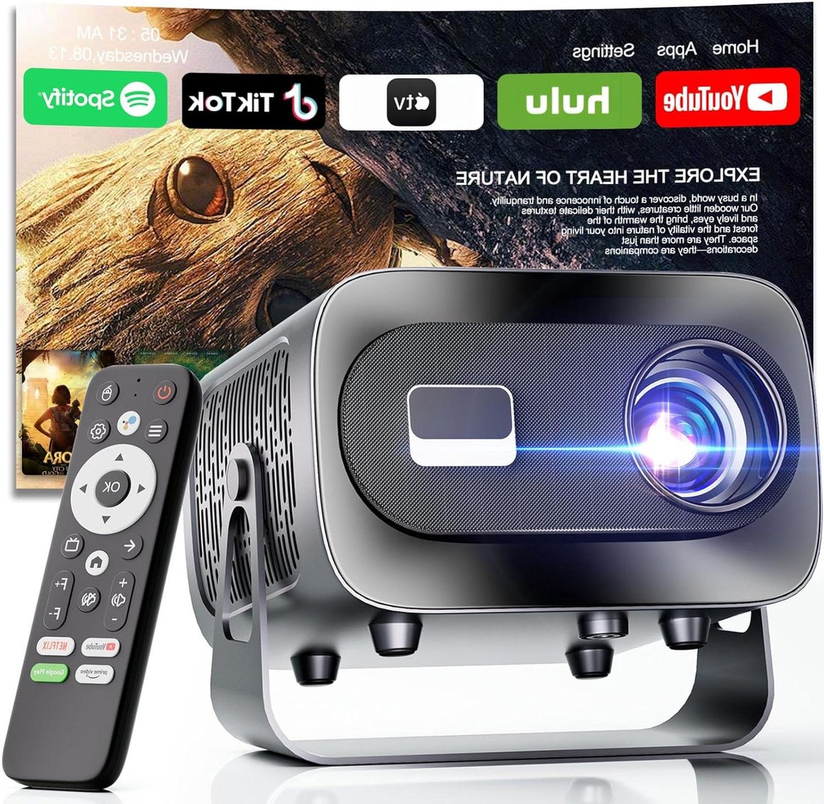Mini Projector - Videoprojector Thuisbioscoop - Films Kijken - Geïntegreerde Apps - 200 inch - Wit