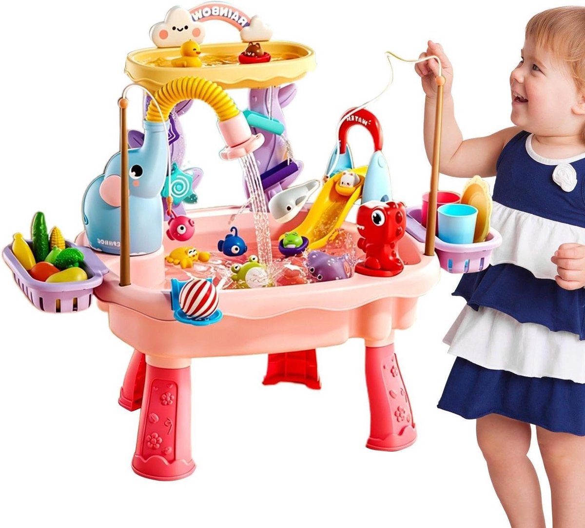 Kinder Watertafel - Buitenspeelgoed Water - Zomers Spelen - Automatische Waterpomp - 45 x 15 x 33 cm - Roze