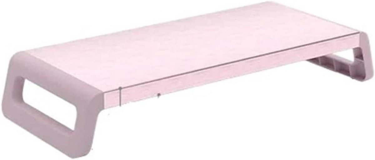 Monitorstandaard Aluminium - Verhoger Bureau - Bureau Organiseren - Ergonomische Hoogte - 52.5 x 17.5 x 7.5 cm - Roze