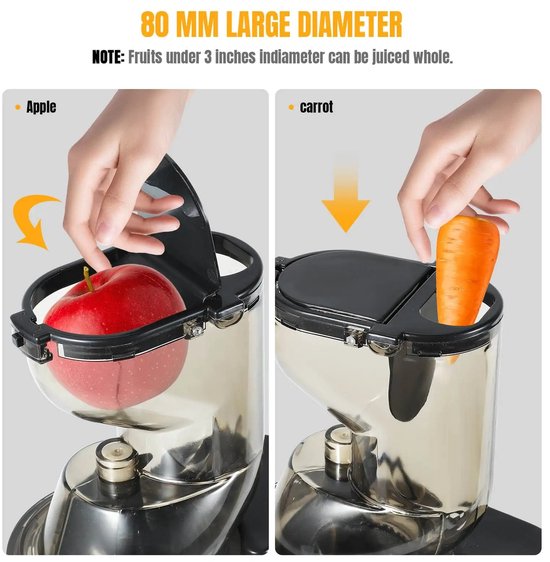 Calivari Slowjuicer 500W - Sapcentrifuge met Brede Vulopening - Voor Groente & Fruit - BPA Vrij van Calivari — afbeelding 4