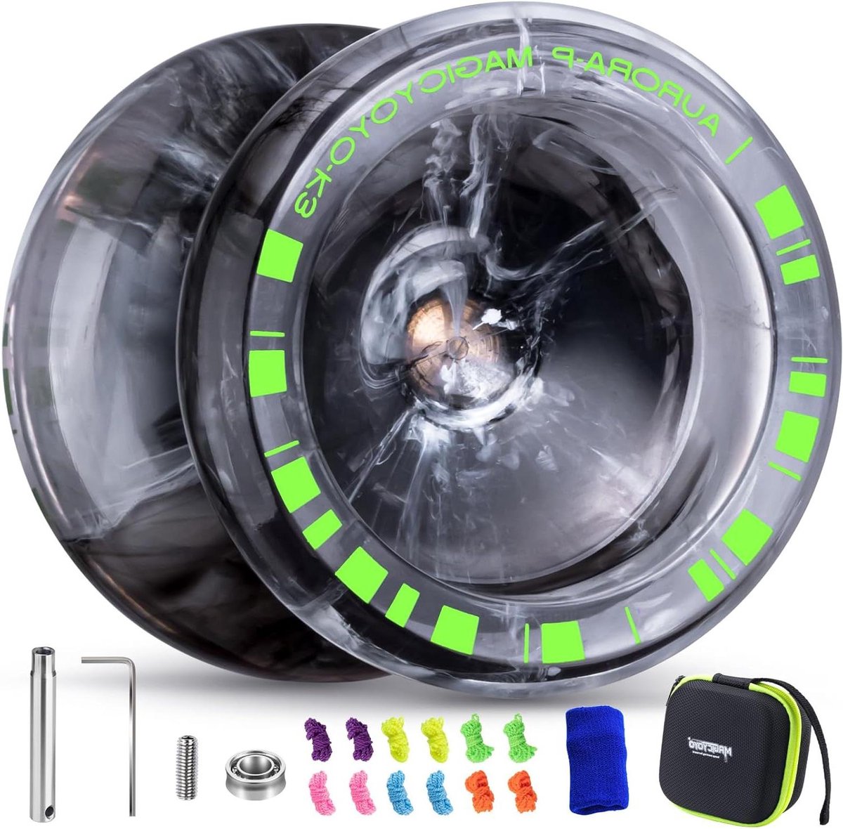 Professionele Jojo - Vinger Spin Yoyo - Trucs Leren - Dubbele Functie - 5.2 x 5.4 cm - Zwart Wit