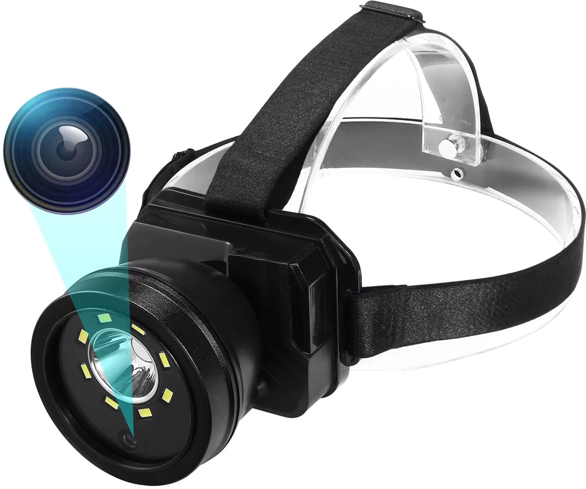 Waterdichte Outdoor Headset Videocamera – Op het Hoofd Gemonteerde Actie Camera met HD Opname, Lange Batterijduur, ABS Behuizing, Voor Kamperen, Fietsen en Sport