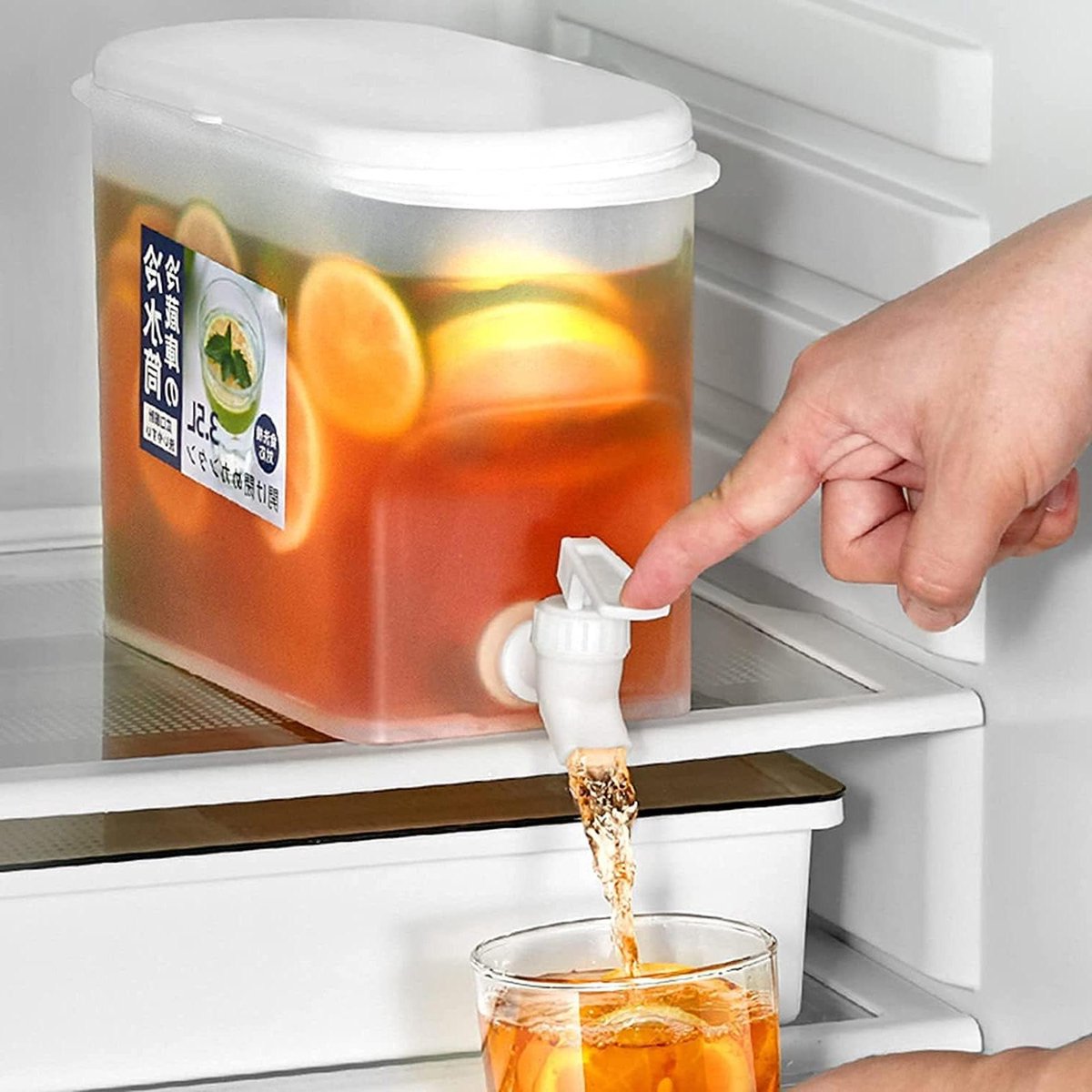 Drankdispenser met Kraan - Koud Water Kan - Dranken Serveren - Koelkast Geschikt - 35 Liter - Transparant