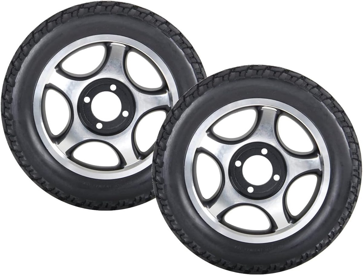 Rolstoel Wielen - Achterwielen Set - Mobiliteit Verbeteren - Massieve Anti-lek Banden - 32cm Diameter - Zwart