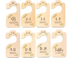 Kleding Maatverdelers - Babykamer Organizers - Babykleding Sorteren - Dubbelzijdig Zichtbaar - 8 Delige Set - Natuurlijk Hout