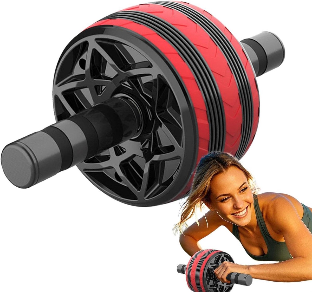 Buikspier Wiel - Core Trainer - Thuis Krachttraining - Automatische Rebound - Compact Ontwerp - Rood
