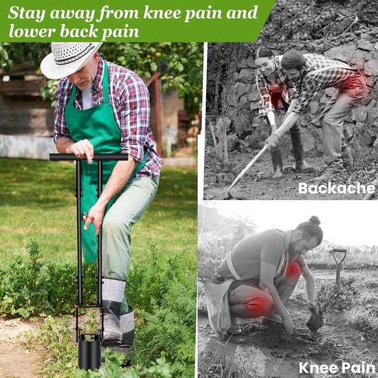 Bloembollen planten tool - Lange steel - Tuinieren - Dubbel voetpedaal - 1.87 kg - Zwart — afbeelding 4