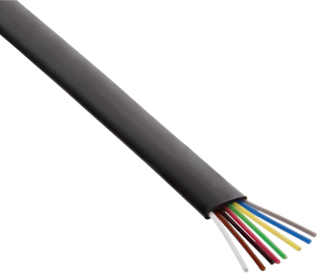 InLine® modulaire kabel, 8-aderig plat lint zwart, 100m ring