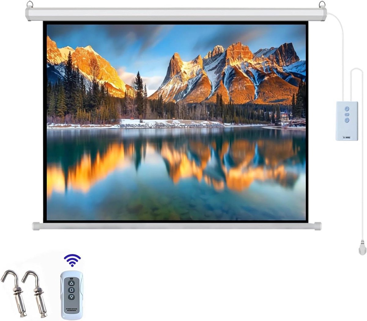 Gemotoriseerd projectiescherm - Elektrisch filmscherm - Thuisbioscoop Ervaring - Kreukvrij Beeld - 60 inch 4:3 - Zwart