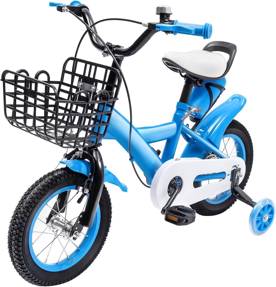Kinderfiets 12 inch Kinderspeelfiets beginnersfiets Leren fietsen Stabiel frame met steunwielen 85-105 cm Blauw
