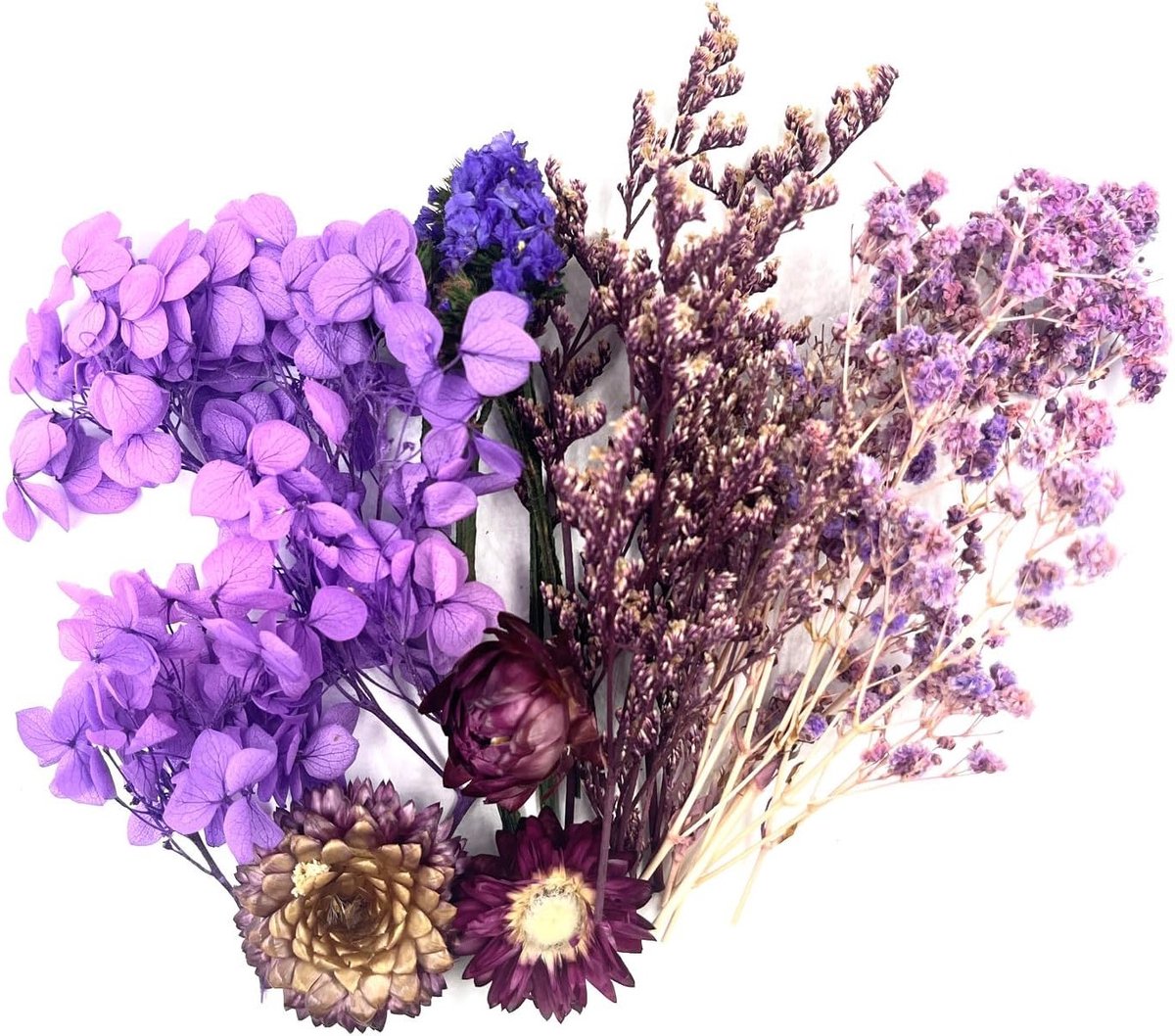 Diverse Gedroogde Bloemen voor Creatieve Klussen, DIY Decoratie, Epoxy Resin en Scrapbooking (Paarse Verpakking)