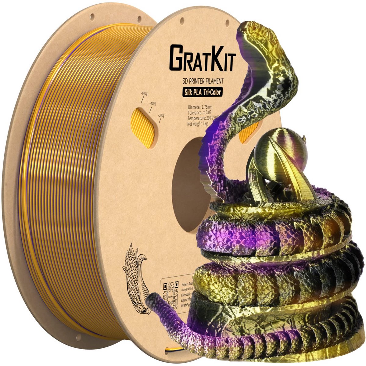 Zijde PLA Filament 1.75mm 1kg - Tricolor voor 3D-printer - Nauwkeurig en Gemakkelijk Printen