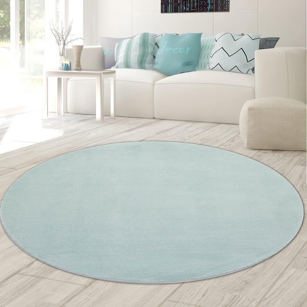 Rond vloerkleed met warme pluizige pool, wasbaar en geschikt voor vloerverwarming