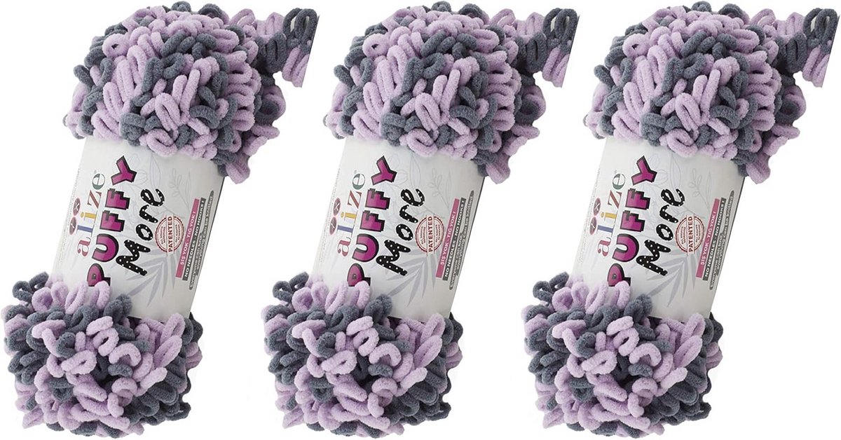 Alize Puffy Loop Garen Meer Garen Lot van 3skn 16oz 38yds 100% Micropolyester Geen Naalden Geen Haken Zachte Garen Deken Garen, Fluwelen Garen, Gemakkelijk Breien Garen (6285)