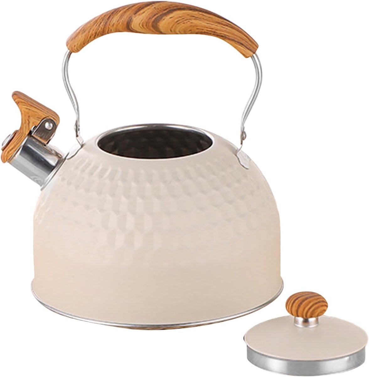 Waterkoker Fluitketel - Kookpot Keuken - Snel Water Koken - Veelzijdig Kookplaat Gebruik - 2.5 Liter Capaciteit - Wit
