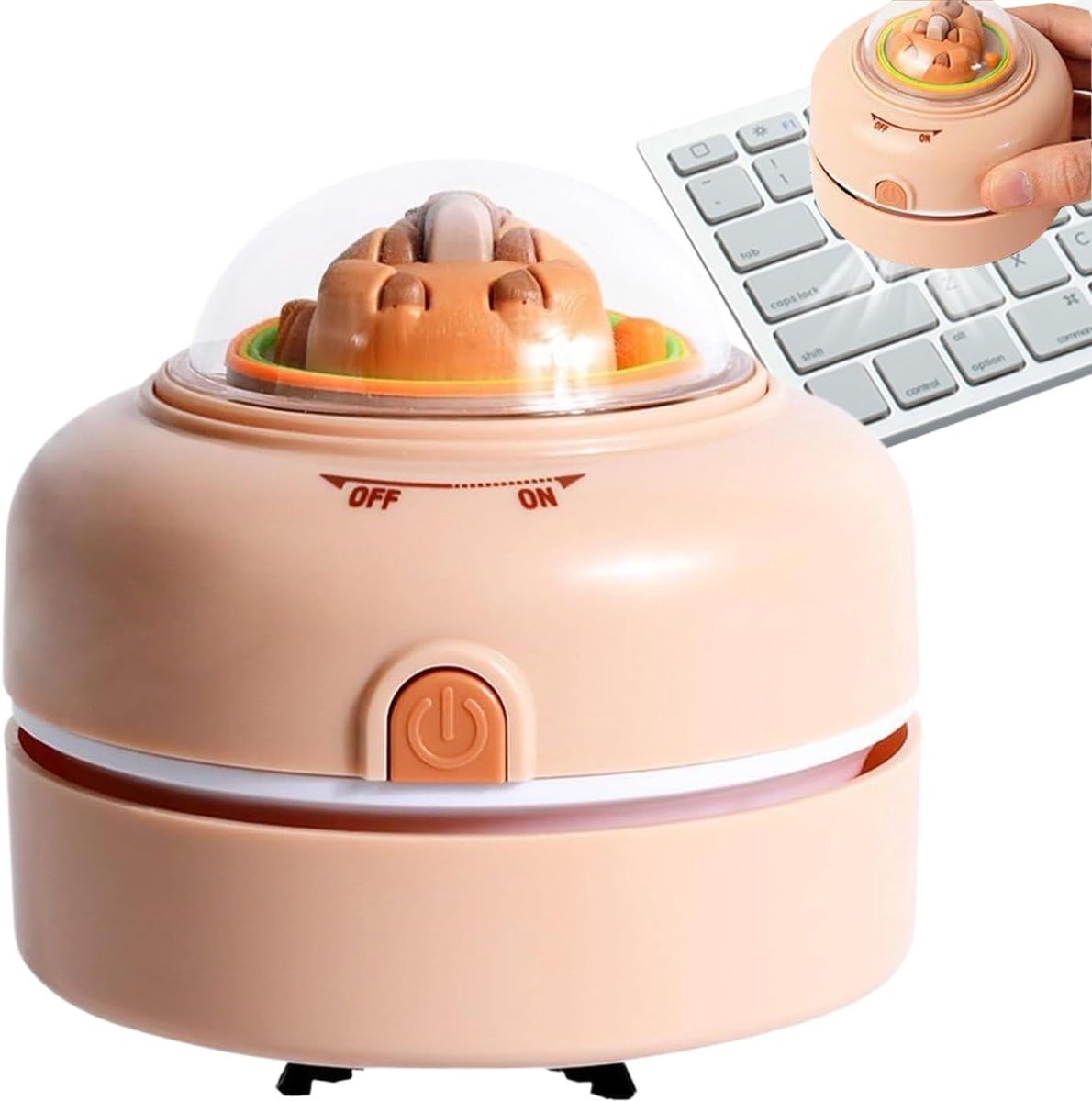 Mini Stofzuiger - Handzaam Model - Bureau Schoonmaken - Draadloze Werking - 8.5 cm Hoog - Bruin