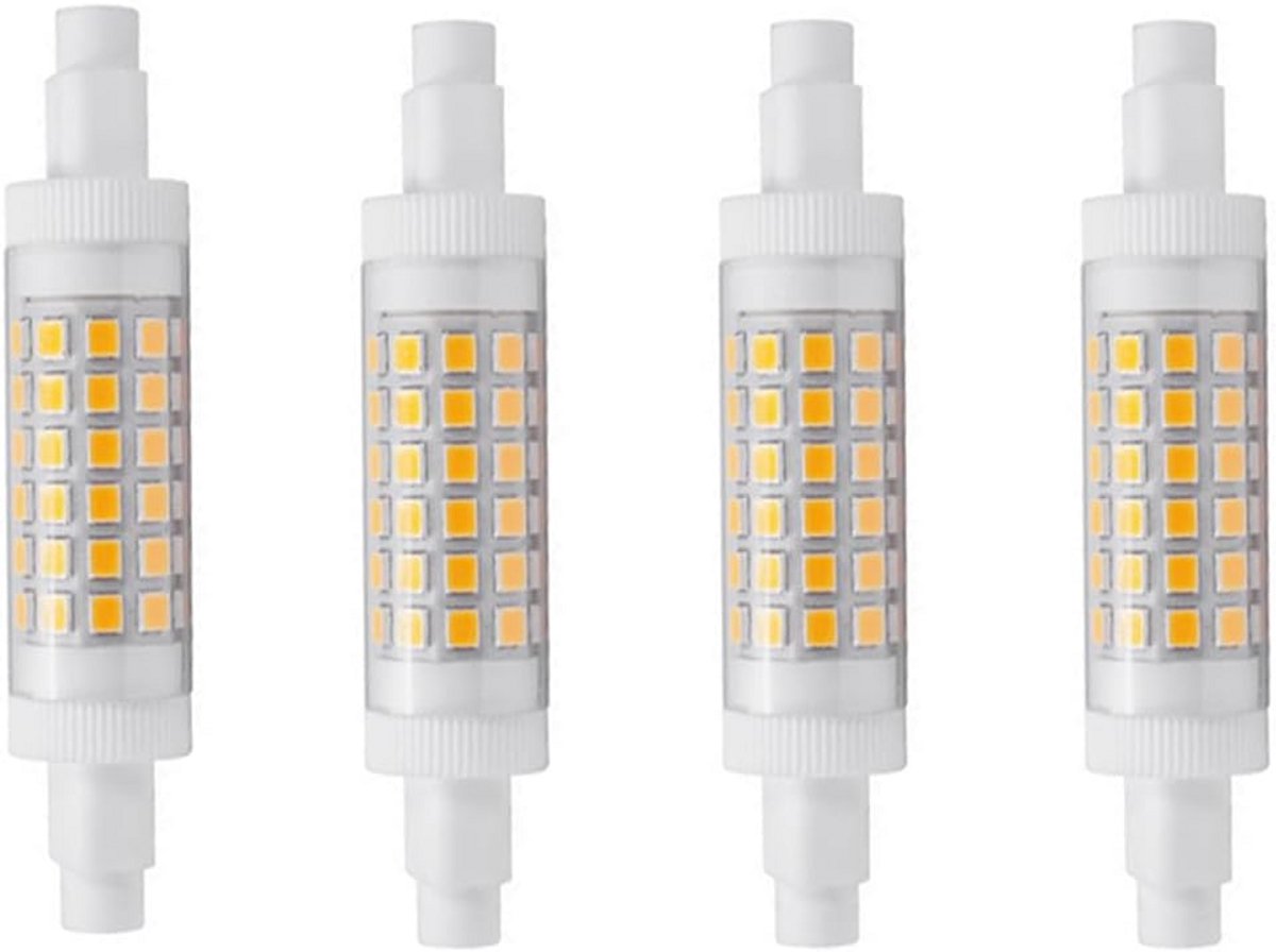 R7S LED Staaflamp 78mm 7W Vervangt 70W Halogeen - 3000K Warm Wit Licht - 4 Stuks