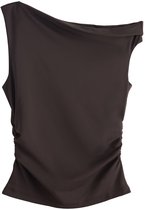 Next - Dames - Asymmetrische mouwloze top met drapering - Bruin