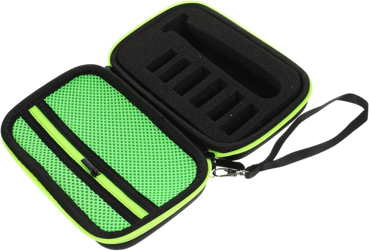 Scheerapparaat Opbergtas - Reis Etui - Veilig Opbergen - Dubbele Rits - 18.6x11cm - Groen