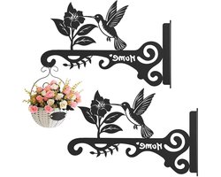 Metalen Wandhouders – Ophanghaken – Tuindecoratie Ophangen – Decoratief Vogeldesign – Set van 2 – Zwart Metalen Wandhouders – Ophanghaken – Tuindecoratie Ophangen – Decoratief Vogeldesign – Set van 2 – Zwart