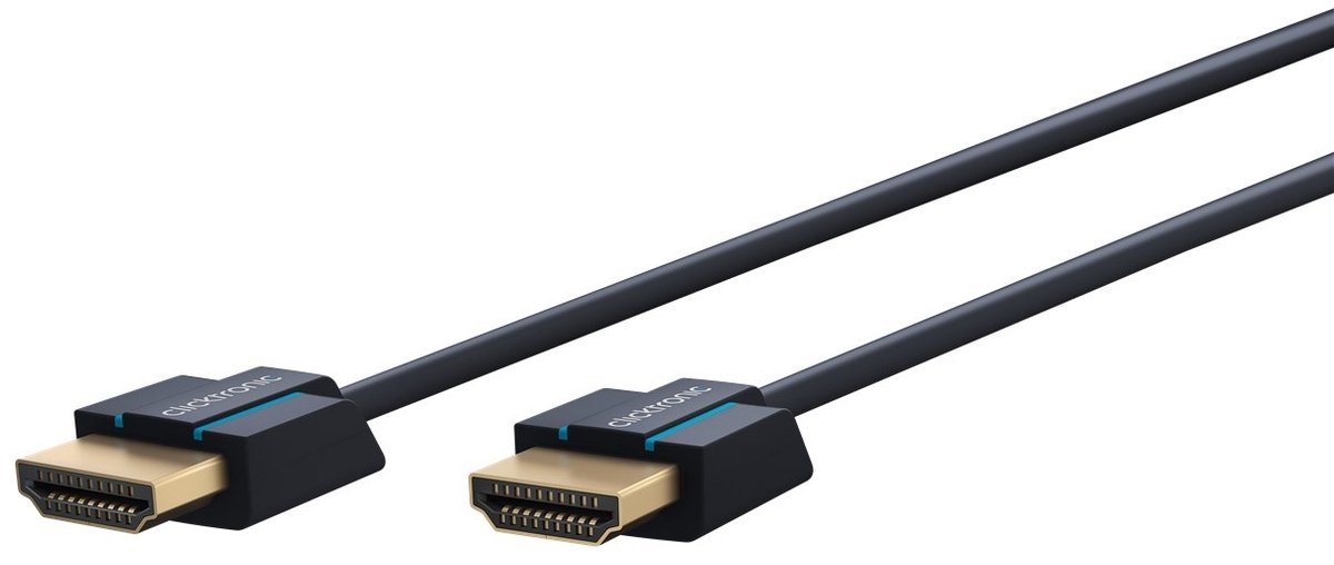 Clicktronic Slimline HDMI 2.0 Kabel - 4K 60Hz - Verguld - 2 meter - Zwart