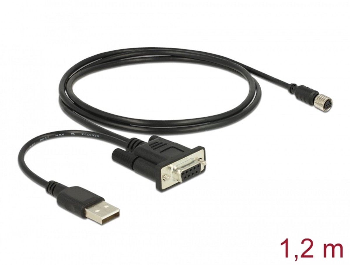 Navilock Connection Cable M8 female waterproof > DB9 female RS-232 1.2 m