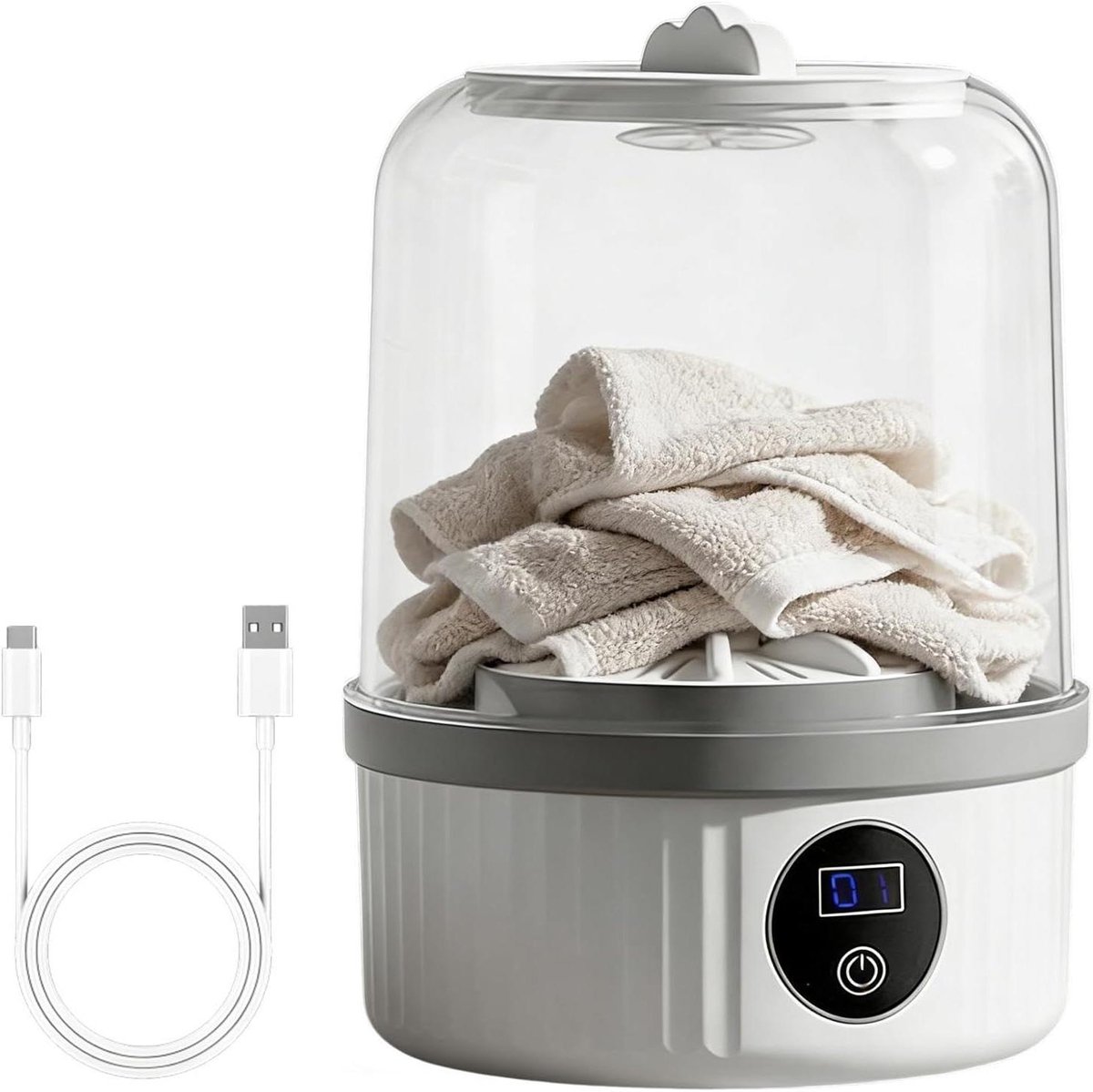 Draagbare Wasmachine Mini Wasmachine Reizen en Thuis Stil en Compact 14 cm Hoog Wit