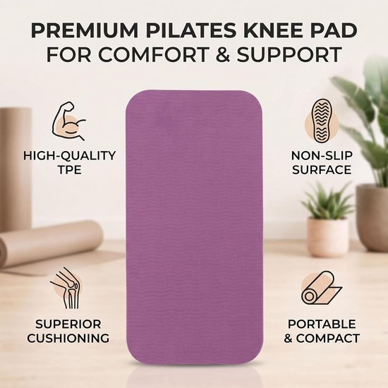 Pilates Kniekussen - Oefenmat - Vloeroefeningen - Antislip en dik - 1.5 cm dik - Paars — afbeelding 3