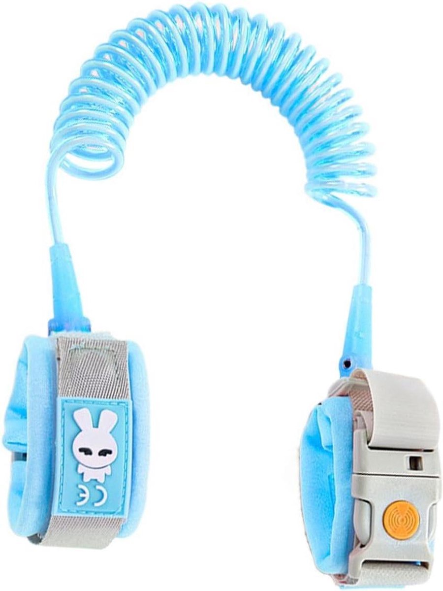 Kinderpolsverbinding - Anti-verlies band - Veilig op reis - Reflecterende strepen - 150 cm uitrekbaar - Blauw