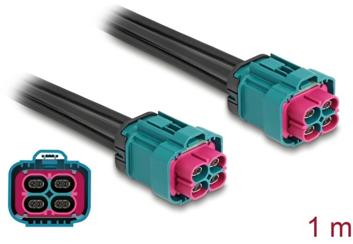 Delock Cable HDMTD Z quad jack to HDMTD Z quad jack 1 m IP67 Protection Class