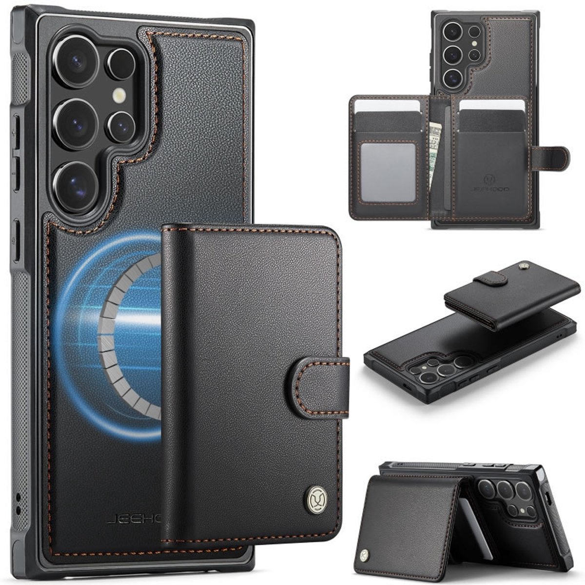 Luxe 2-in-1 Backcover + Magnetische/Afneembare Kaarthouder voor Galaxy S26 Ultra _ Zwart