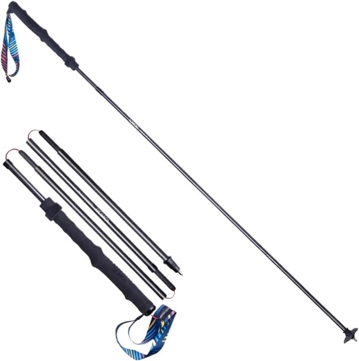 Wandelstokken - Opvouwbare stokken - Stabiliteit tijdens wandelen - Lichtgewicht koolstofvezel - Verstelbaar 110-130 cm - Zwart