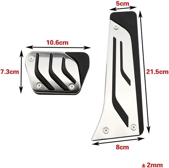 Pedaalhoezen Set - Auto Pedalen - Veilig Rijden - Antislip Ontwerp - 2 Stuks - Zwart Zilver — afbeelding 3