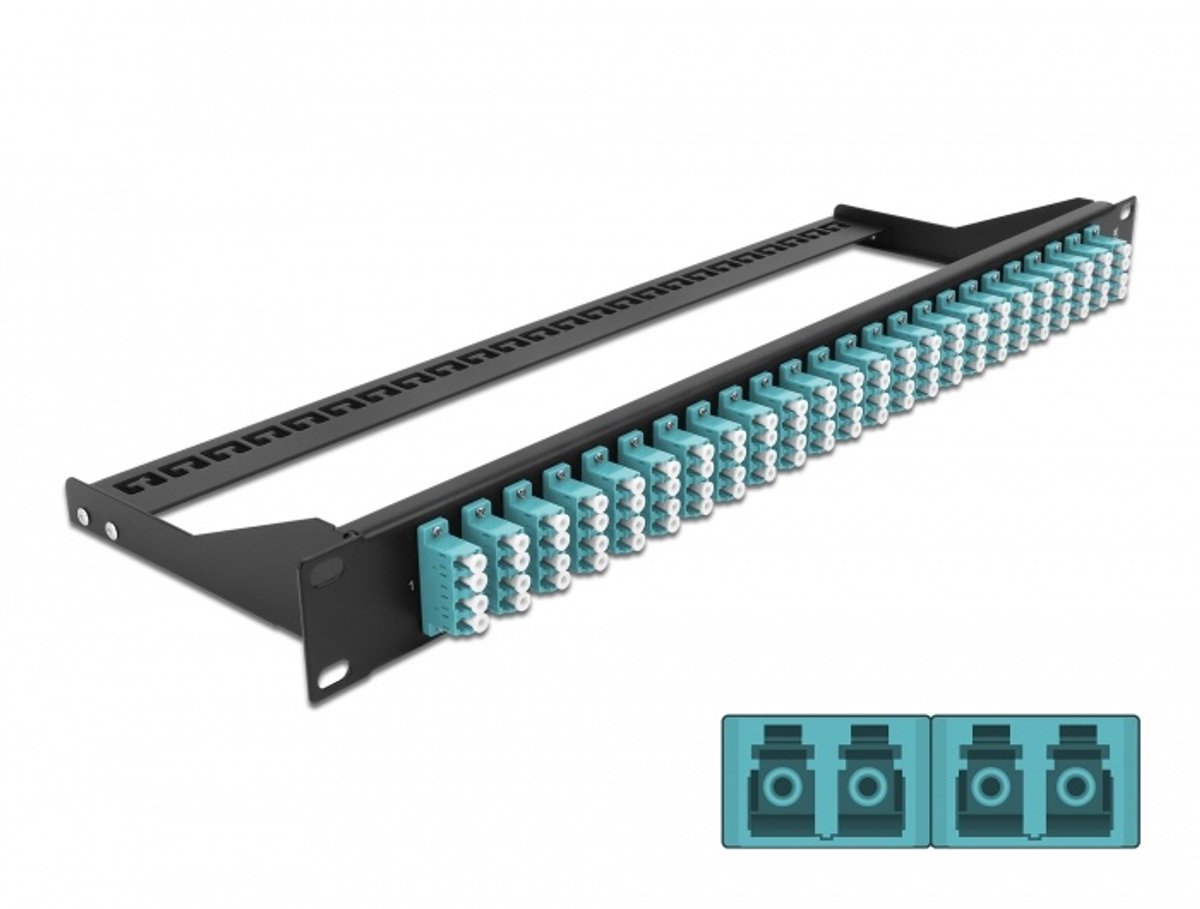 19 inch Fiber patch panel 24 Port LC Quad Aqua
